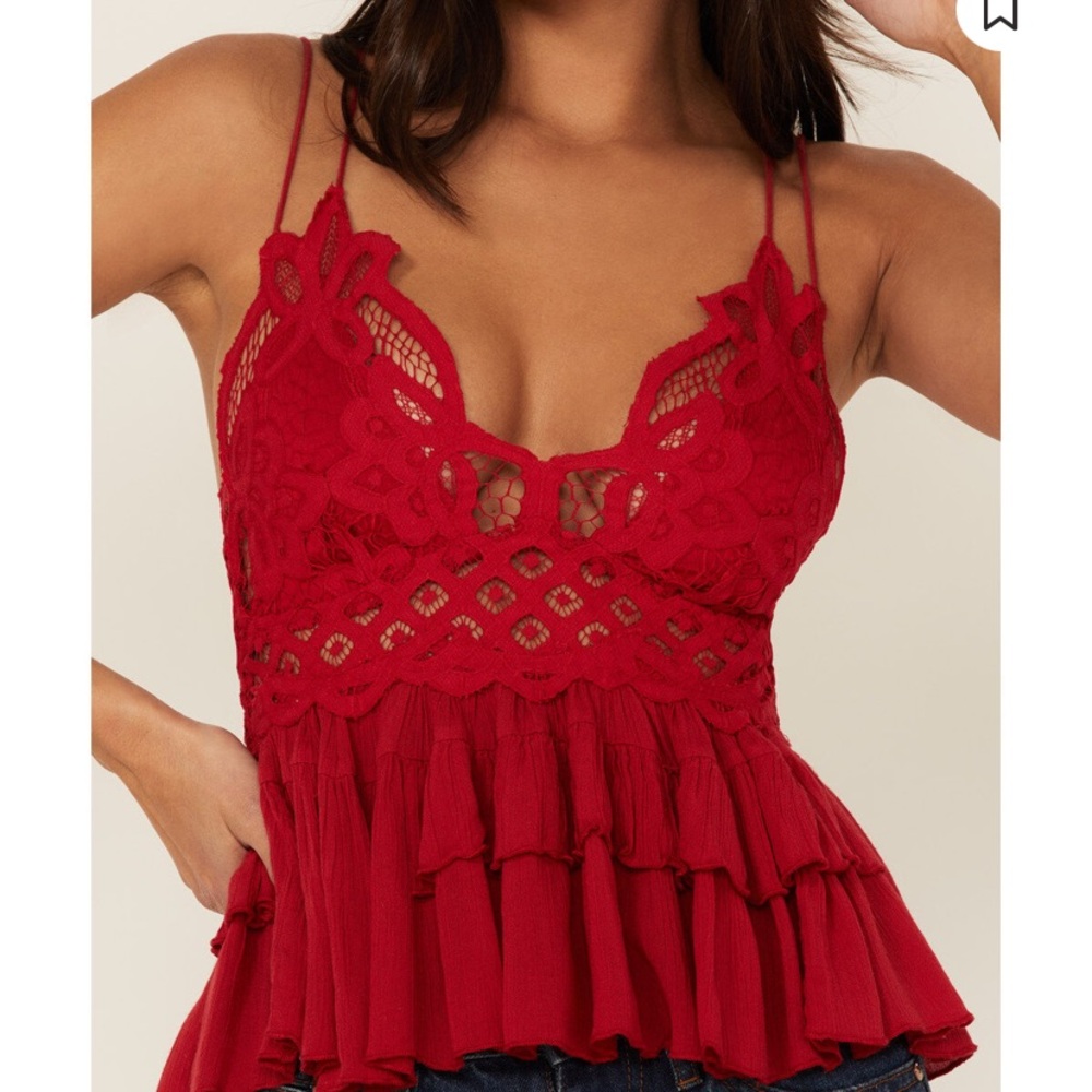 Free People Women’s Adella Cami Lace Ruffled Tank Top - Picture 3 of 7